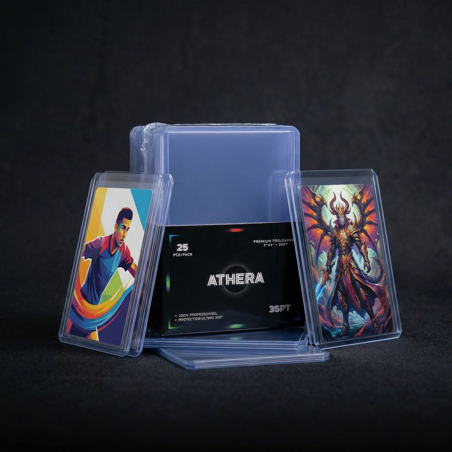 Pack 100 : Toploaders ATHERA (x100) - Pack Master Collection - Protection Totale Cartes 35PT - ATHERA360