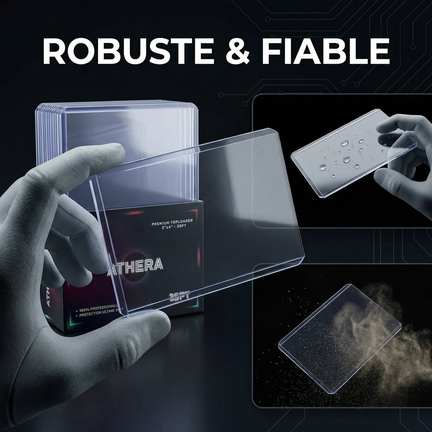 Pack 100 : Toploaders ATHERA (x100) - Pack Master Collection - Protection Totale Cartes 35PT - ATHERA360
