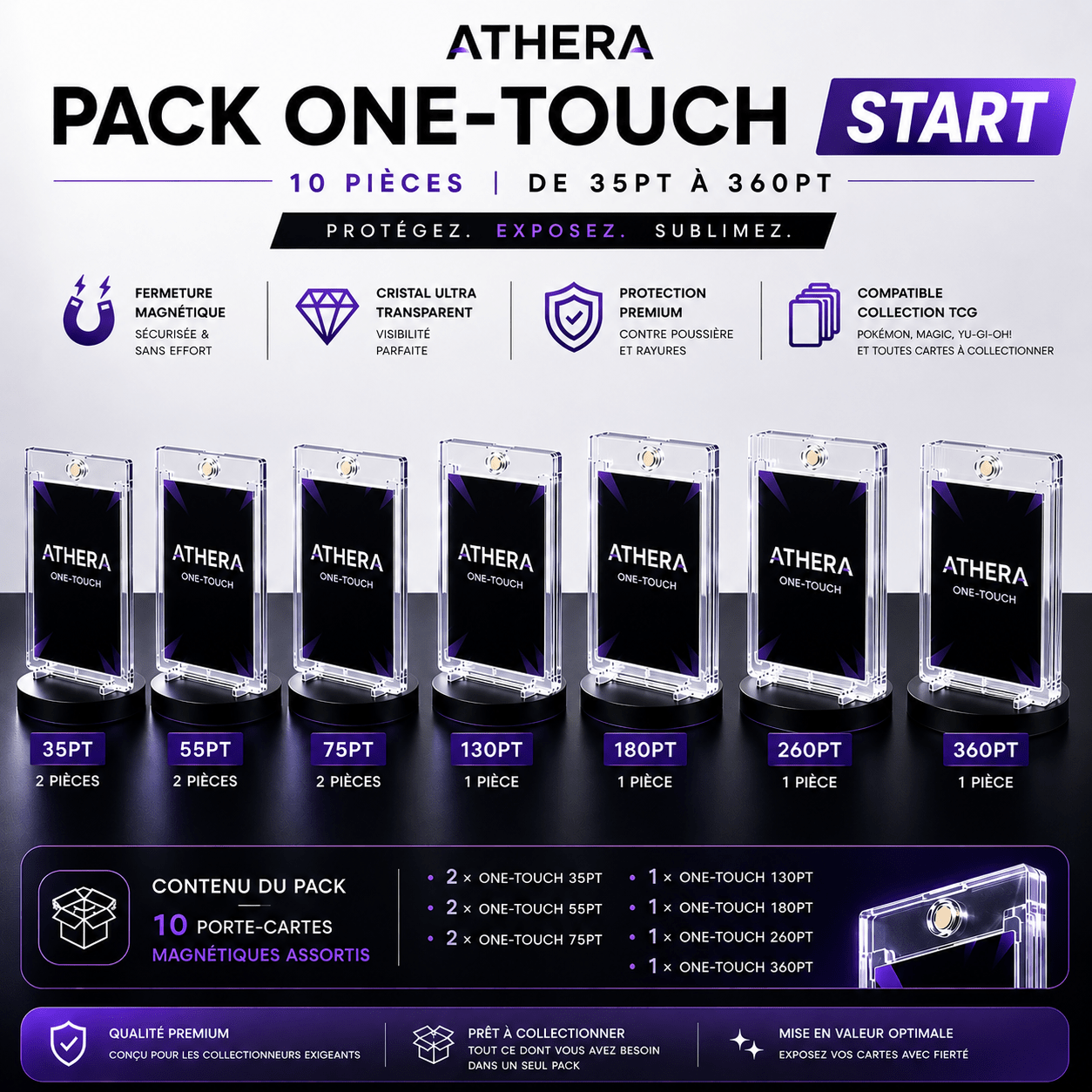 Pack One - Touch Athera Start – Assortiment 35PT à 360PT | Porte - Cartes Magnétique - ATHERA360