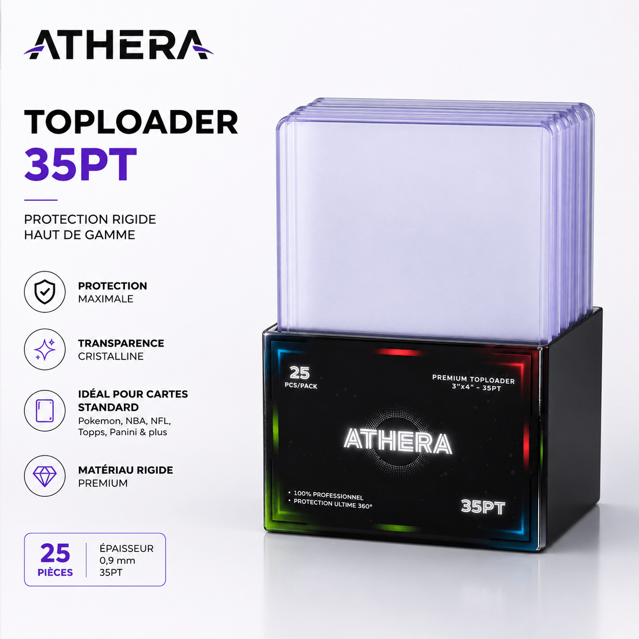 Toploader 35pt | Pack 25 | Protection Standard Pokémon TCG – ATHERA360 - ATHERA360
